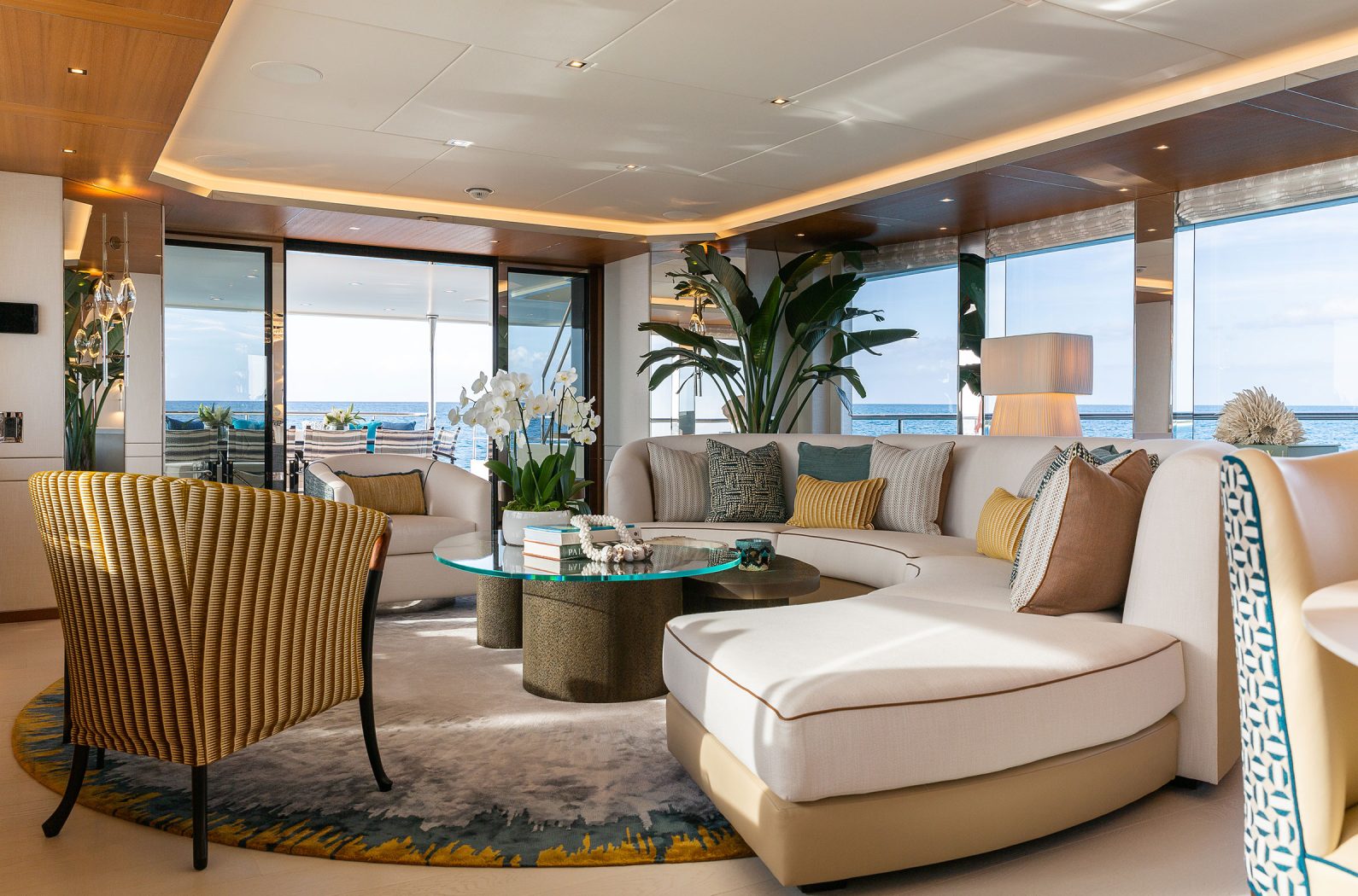 36m superyacht Botti main salon designed by Studio Indigo
