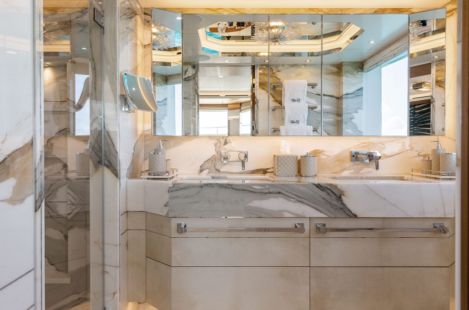 36m superyacht Botti principal bathroom designed by Studio Indigo