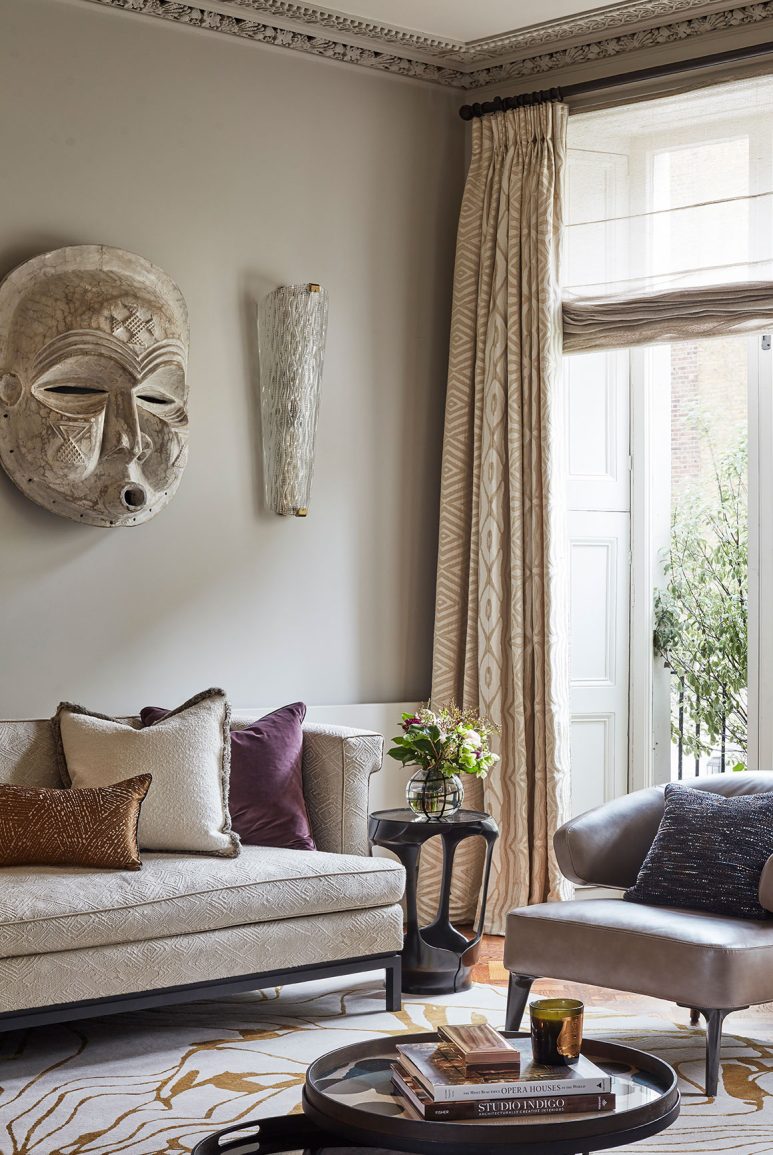 Contemporary living room designed by Studio Indigo in Belgravia, London