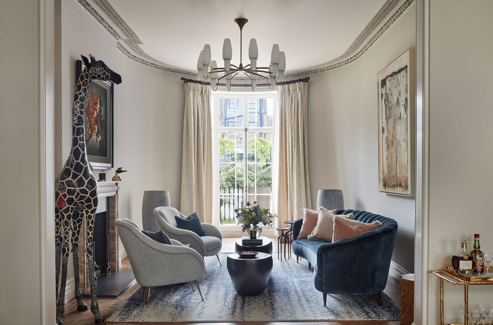 Contemporary drawing room designed by Studio Indigo in Belgravia, London