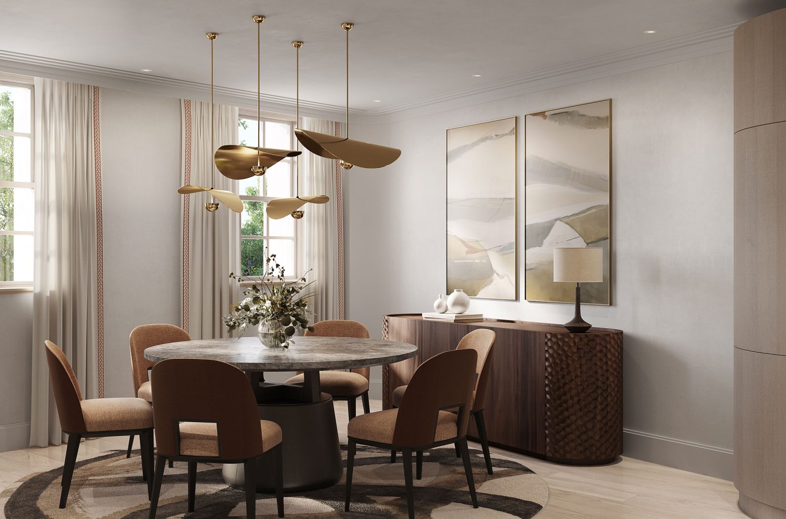 A contemporary and elegant dining room designed by Studio Indigo