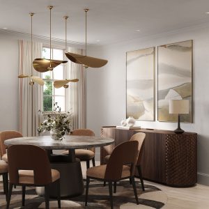 A contemporary and elegant dining room designed by Studio Indigo
