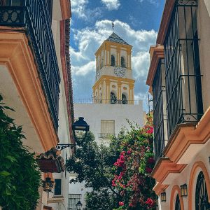 Marbella church as seen through the streets