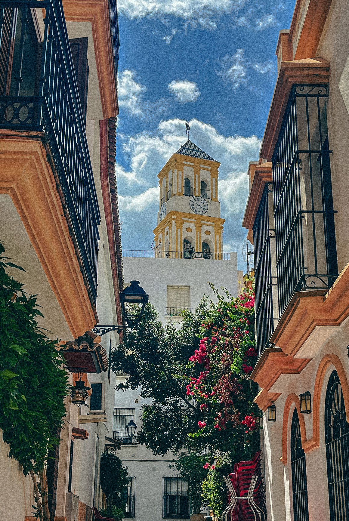Marbella church as seen through the streets